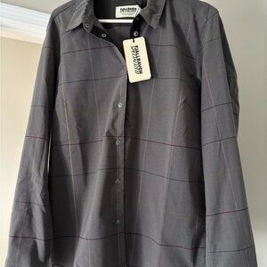Fjallraven Gray Button Down Shirt with Textured Stripes